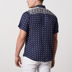 Mckay Casual Point-Collared Short Sleeve Button Down // Navy (S)