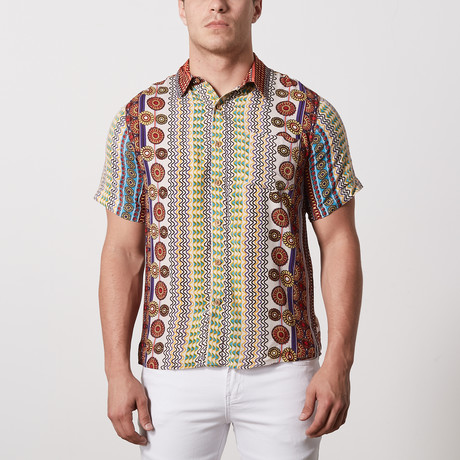 Byrd Casual Point-Collared Short Sleeve Button Down // Multicolor (S)