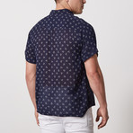 Macias Casual Point-Collared Short Sleeve Button Down // Navy (L)
