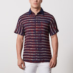 Bell Casual Point-Collared Short Sleeve Button Down // Navy (L)