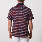 Bell Casual Point-Collared Short Sleeve Button Down // Navy (L)