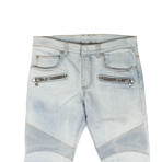 Balmain Paris // 7 Pocket Biker Denim Jeans // Light Blue (29)