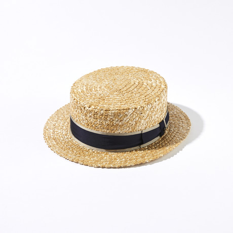 Raffia Straw Boater Hat // Natural