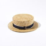 Raffia Straw Boater Hat // Natural