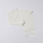 Polka Dot Tuxedo Scarf + Knotted Fringe // White + White