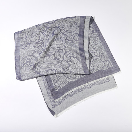 Jacquard Paisley Scarf // Navy