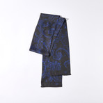 Paisley Print Twill Scarf // Black + Cobalt