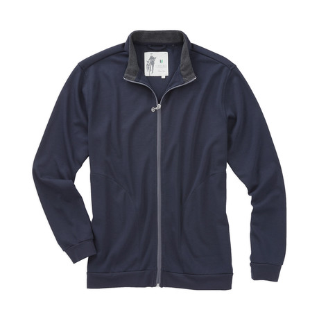 100% Cotton Full Zip Layer // Navy (S)