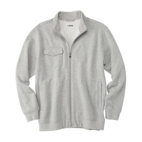 Herringbone Fleece Full Zip Layer // Light Gray (S)