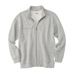 Herringbone Fleece Full Zip Layer // Light Gray (M)