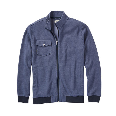 Herringbone Jacquard Full Zip Layer // Indigo (S)