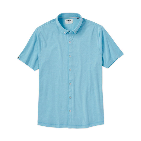 Dry-Tech Cotton Blend Short Sleeve Button Down Shirt // Tidepool Heather (S)