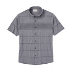Dry-Tech Cotton Blend Striped Button Down Shirt // Dark Gray Heather (S)