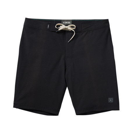 4 Way Stretch Cotton Blend Boardshort // True Black (30)