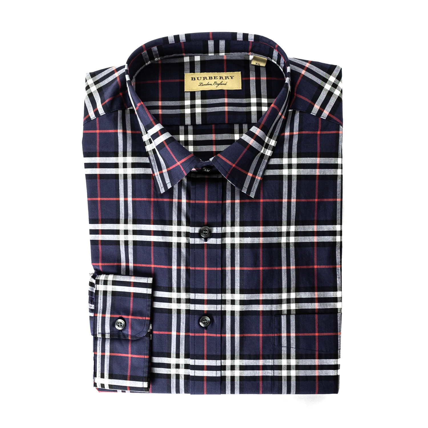 red and white burberry shirt