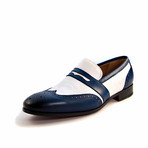 Ray Wingtip Loafer // Navy + White (US: 10.5)