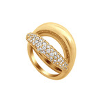 Vintage Mauboussin 18k Yellow Gold Diamond Double Row Ring // Ring Size: 5.25