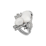 Estate 18k White Gold Baroque Pearl + Diamond Ring // Ring Size: 6.5