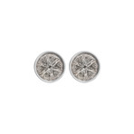 Estate 18k White Gold Pie Shape Diamond Stud Earrings