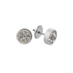 Estate 18k White Gold Pie Shape Diamond Stud Earrings