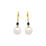 Aquarian Pearls 18k Yellow Gold White Pearl + Diamond Drop Earrings // Pre-Owned