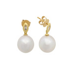 Vintage Aquarian Pearls 18k Yellow Gold Diamond + Pearl Earrings