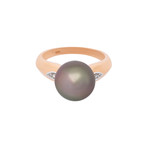 Vintage Aquarian Pearls 14k Rose Gold Pearl + Diamond Ring // Ring Size: 7.5