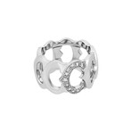 Vintage Cartier 18k White Gold C Diamond Ring // Ring Size: 6