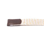 Elastic Braided Belt // 37" // Beige + White