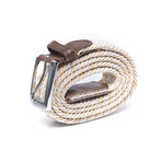 Elastic Braided Belt // 37" // Beige + White