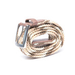 Elastic Braided Belt // 37" // Beige + Brown + White