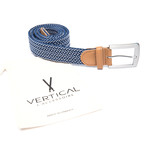 Elastic Braided Belt // 37" // Blue + White