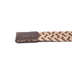 Elastic Braided Belt // 37" // Brown + Beige + White