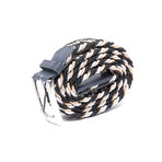 Elastic Braided Belt // 37" // Black + Beige + White