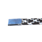 Elastic Braided Belt // 37" // Black + White + Blue