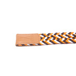 Elastic Braided Belt // 37" // White + Brown + Orange