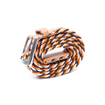 Elastic Braided Belt // 37" // White + Brown + Orange