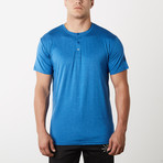 Spar Fitness Tech Short-Sleeve Henley // Blue (L)