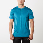 Spar Fitness Tech Short-Sleeve Henley // Ocean Blue (S)
