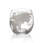 Etched World Globe Glasses // Set of 4 // 12 Oz.