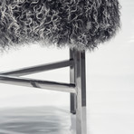 Mercer Collection // Mongolian Lamb Fur Ottoman // Gray