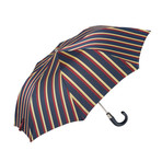 Striped Folding Umbrella // Leather Handle