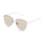 Women's Aviator Sunglasses // White Gold + Tan