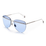 Women's Aviator Sunglasses // Silver + Sky Blue