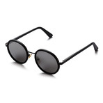 Unisex Round Sunglasses // Matte Black + Black Mirror
