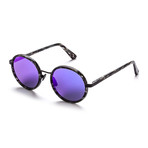 Unisex Round Sunglasses // Black Glitter + Purple + Blue