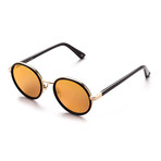 Unisex Round Sunglasses // Gloss Black + Gold