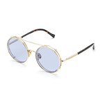 Unisex Round Sunglasses // Gold + Transparent Purple