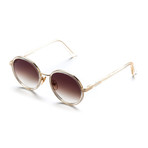 Unisex Round Sunglasses // Crystal + Brown Gradient