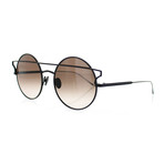 Women's Round Sunglasses // Black + Brown Gradient